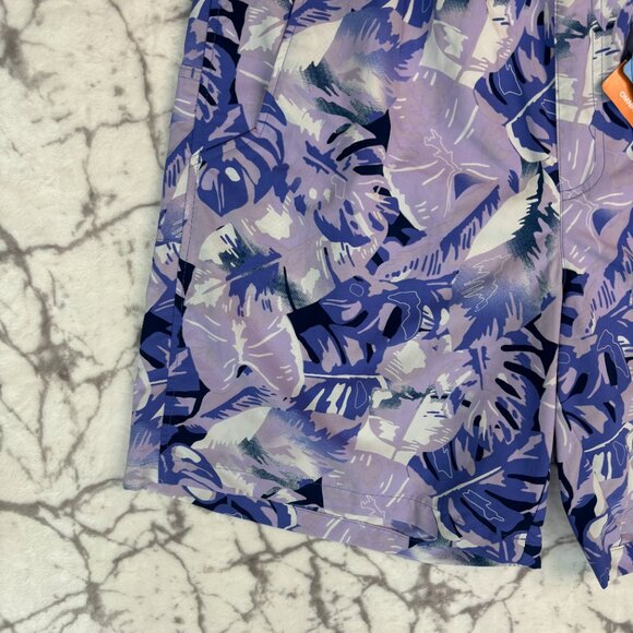 NEW COLUMBIA Water Shorts Super Backcast Men's M Purple Floral Omnishade Swim - Picture 11 of 11